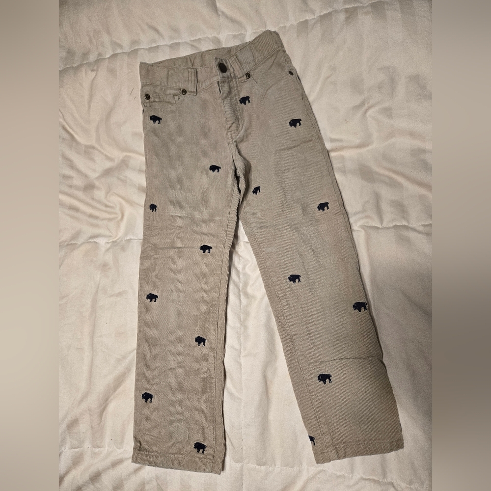 Janie and Jack Tan Courderoy Pants with Buffalo Pattern